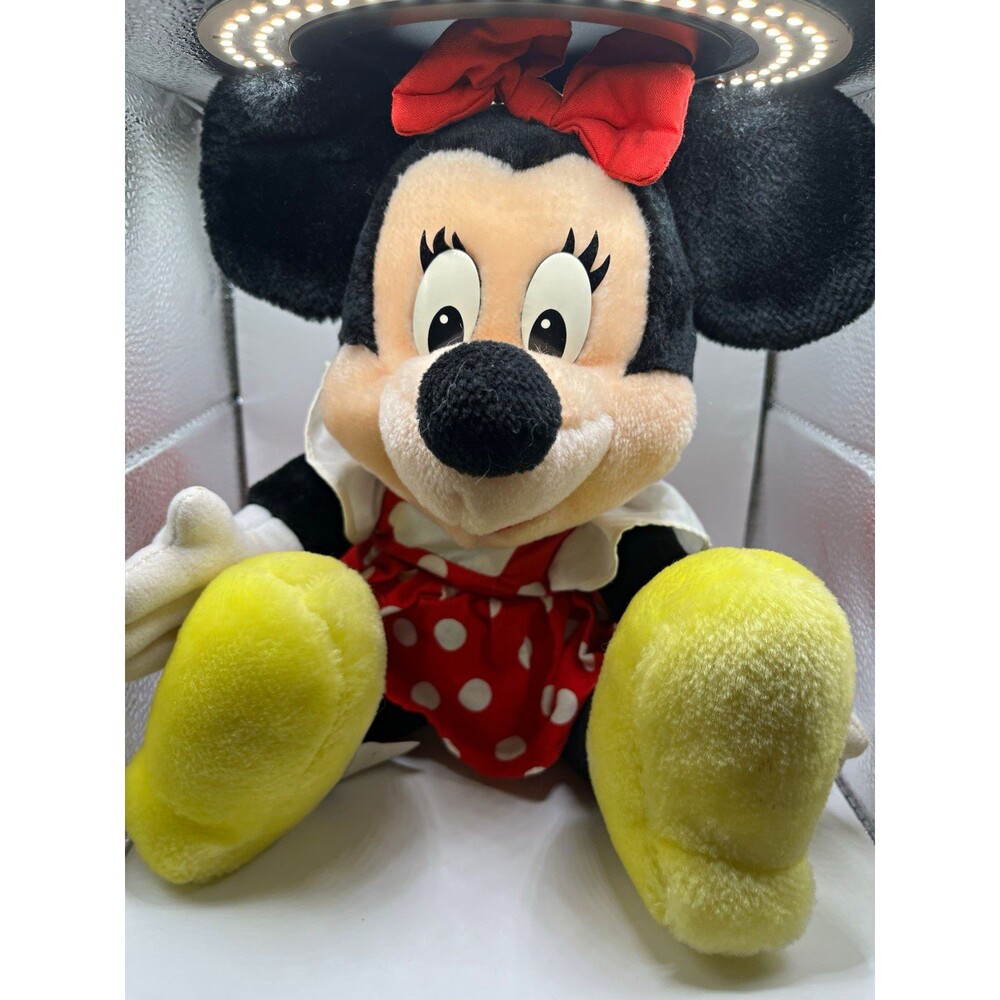 Disneyland Minnie Mouse Vintage Plush Stuffed Animal Red Polka Dot Dress 1986